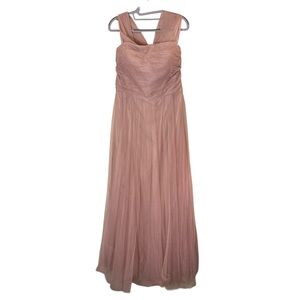 Jenny Yoo Convertible Sleeveless Dusty Rose Tulle Maxi Dress sz 14